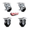 Service Caster 3 Inch Soft Rubber Wheel Swivel Top Plate Caster Set with 2 Brake 2 Rigid SCC SCC-20S314-SRS-TLB-TP2-2-R-2